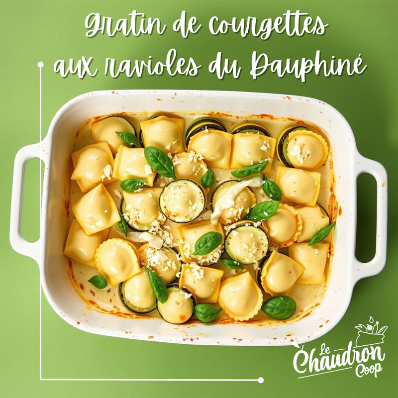 Gratin de courgettes aux ravioles du Dauphiné
