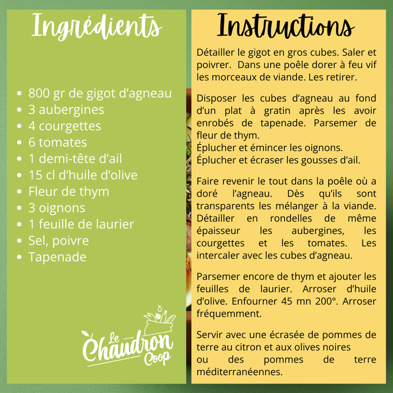 Recette Tian d'agneau facon micha
