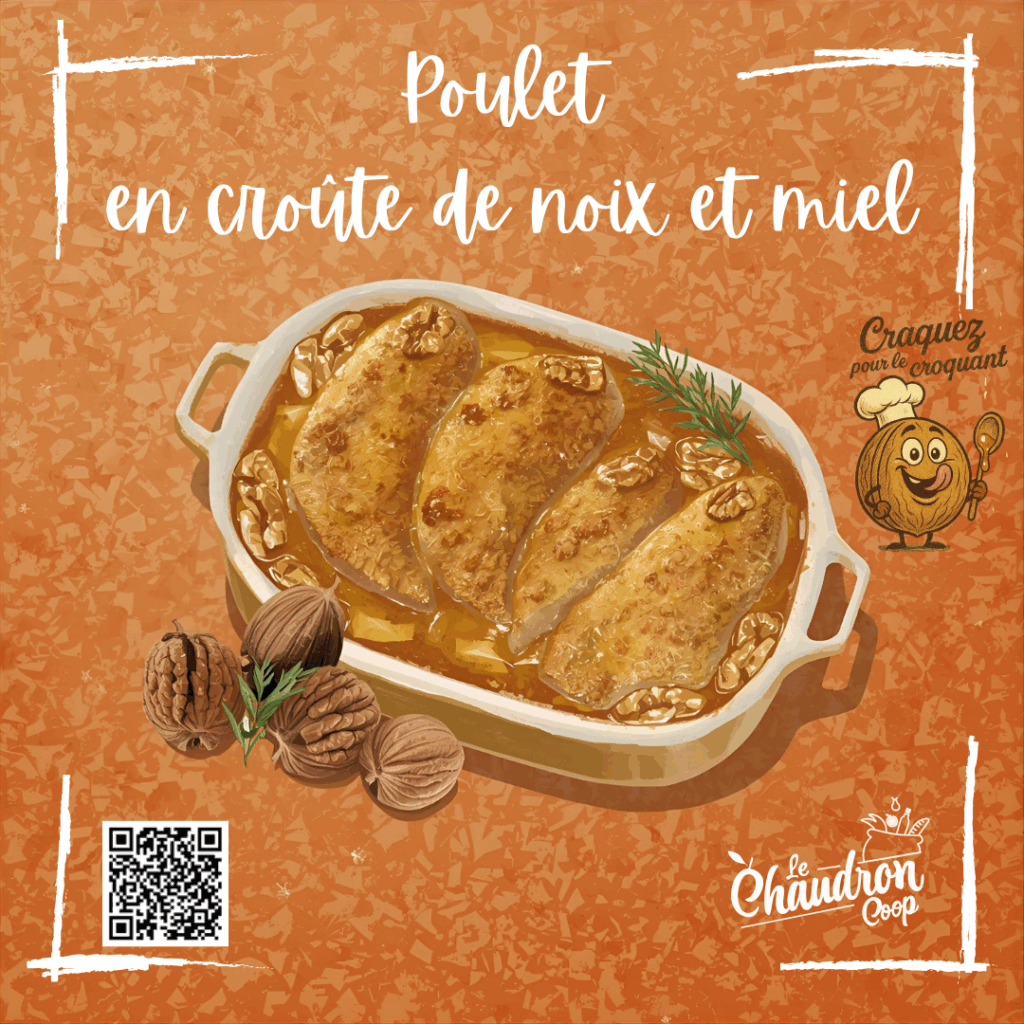 Poulet en croute de noix et miel
