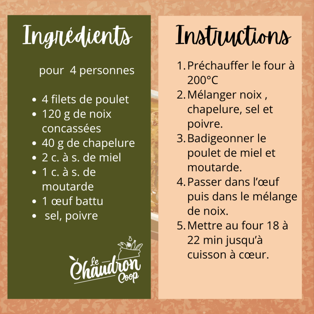 Recette Poulet en croute de noix et miel