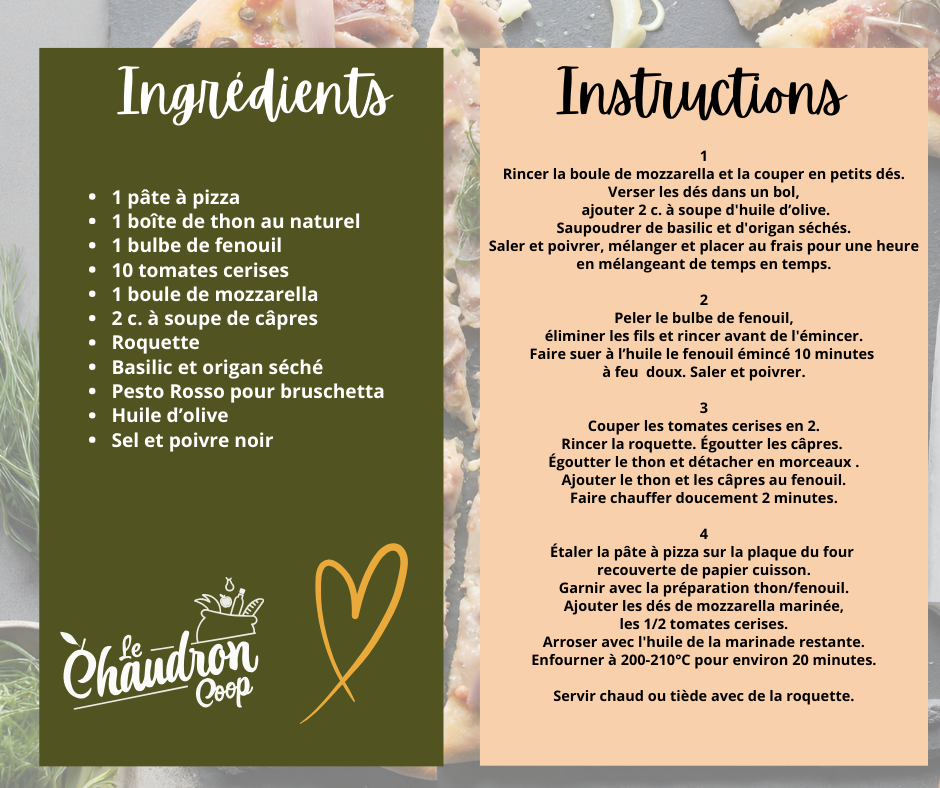 Recette pizza au thon et au fenouil