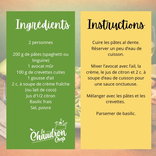 Pâte crevettes avocats