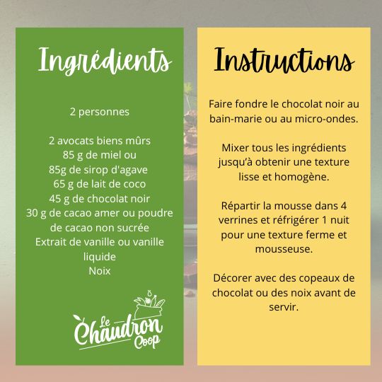 Mousse chocolat / avocat