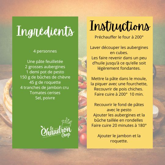 Tarte pesto aubergines chèvre