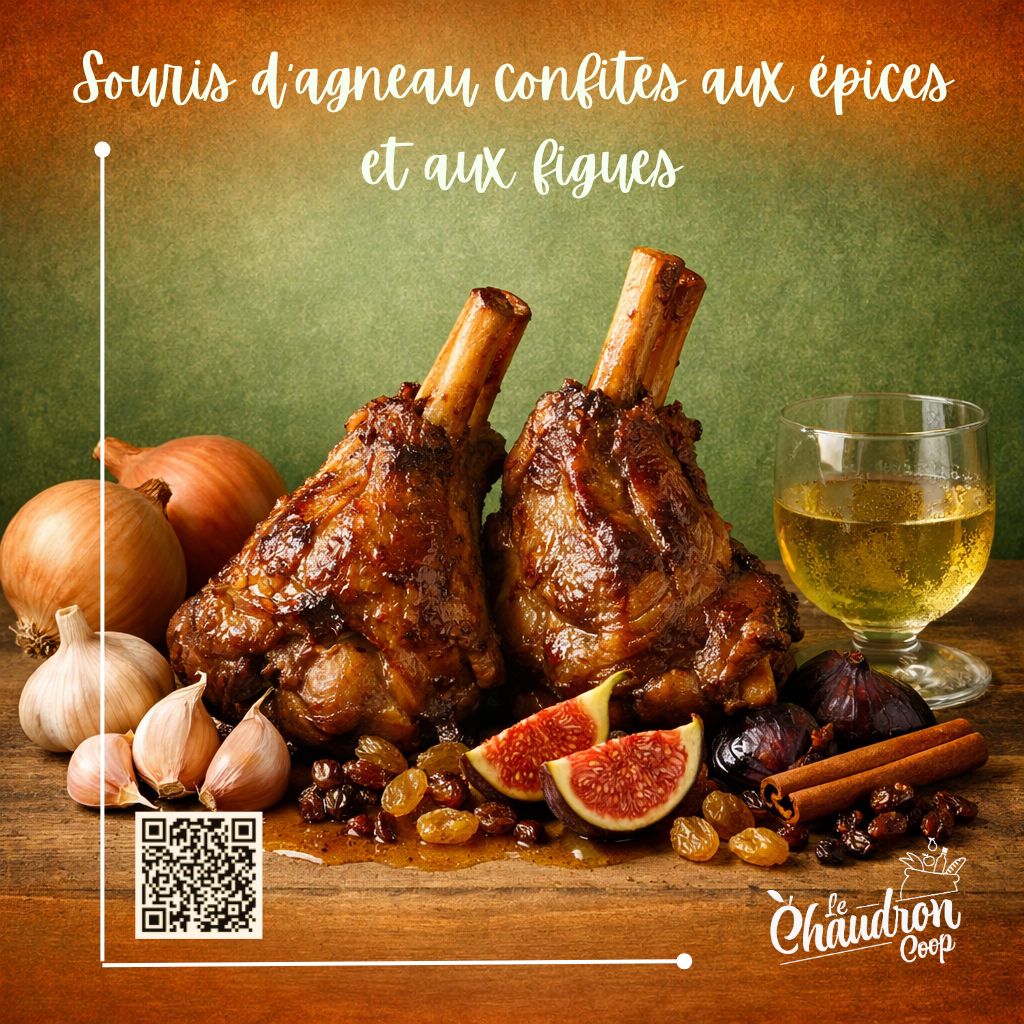 Souris d'agneau confite aux épices et aux figues