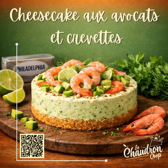 Cheesecake avocats crevettes