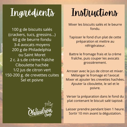 Cheesecake avocats crevettes