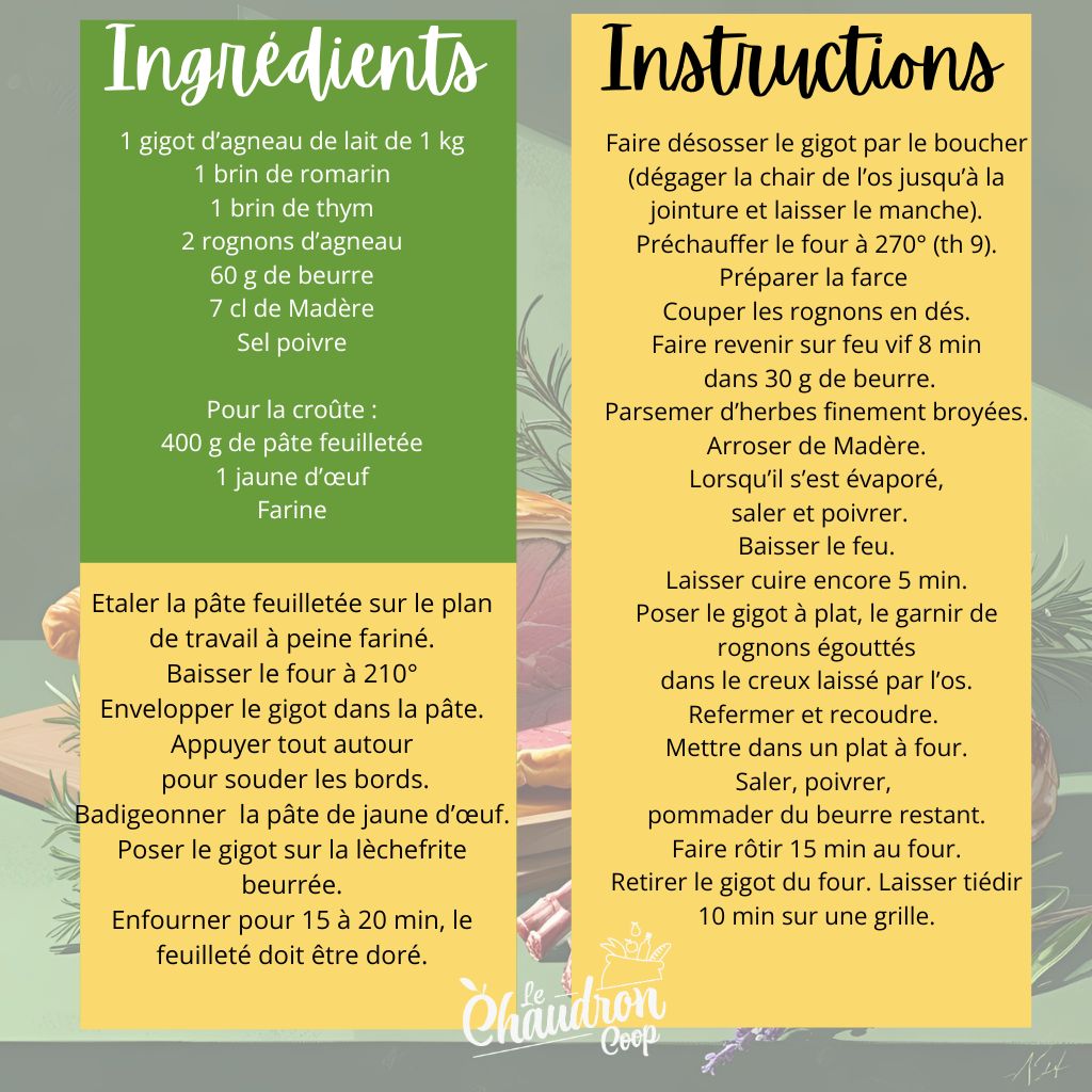 Recette Gigot en croûte Baumanière